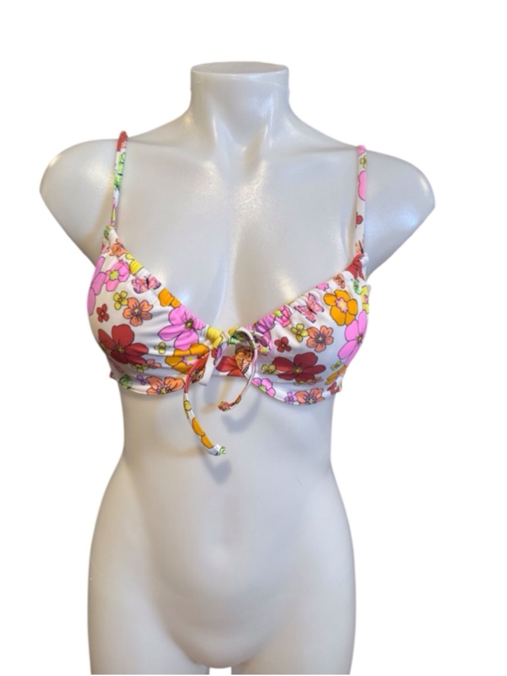 Women's California Waves Floral Print Bikini Top Size S